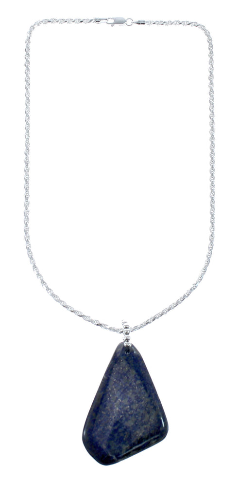 Native American Sterling Silver Lapis Italian Rope Chain 18-1/8" Necklace Pendant Set AX128040